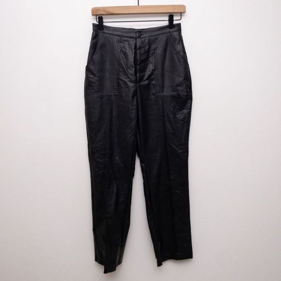 Princess Polly Encore Pants Vegan Leather Black Size 4 - Picture 2 of 10